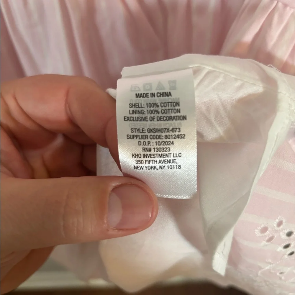 GAP Kids Pink Striped Woven Dress XL (14/16) Flutter Sleeves Eyelet Hem NWT